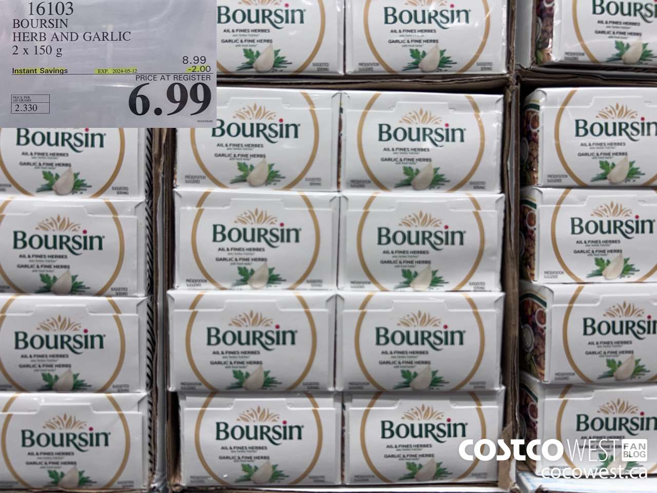 16103 BOURSIN HERB AND GARLIC 2 x 150 g ($2.00 INSTANT SAVINGS EXPIRES ON 2024-05-12) $6.99