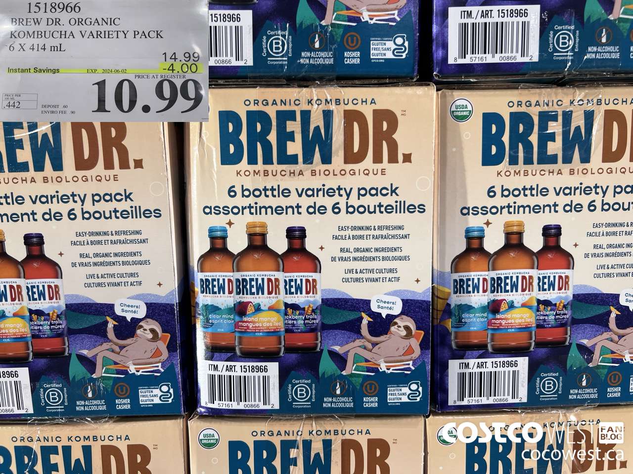 1518966 BREW DR. ORGANIC KOMBUCHA VARIETY PACK 6 X 414 mL ($4.00 INSTANT SAVINGS EXPIRES ON 2024-06-02) $10.99