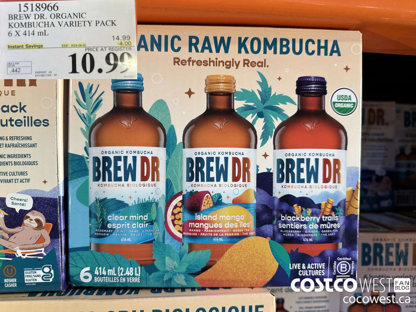1518966 BREW DR. ORGANIC KOMBUCHA VARIETY PACK 6 X 414 mL ($4.00 INSTANT SAVINGS EXPIRES ON 2024-06-02) $10.99