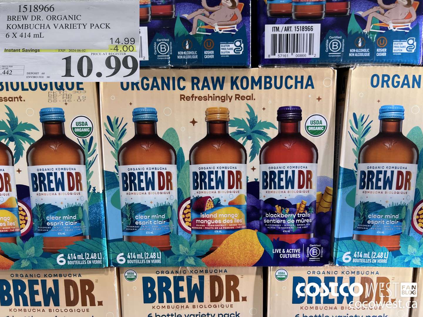 1518966 BREW DR. ORGANIC KOMBUCHA VARIETY PACK 6 X 414 mL ($4.00 INSTANT SAVINGS EXPIRES ON 2024-06-02) $10.99