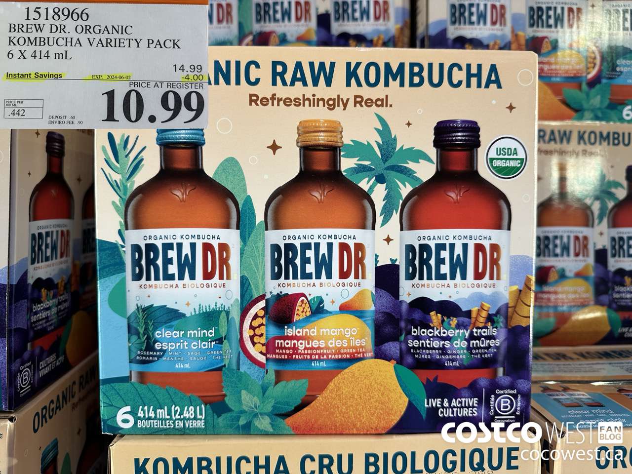 1518966 BREW DR. ORGANIC KOMBUCHA VARIETY PACK 6 X 414 mL ($4.00 INSTANT SAVINGS EXPIRES ON 2024-06-02) $10.99