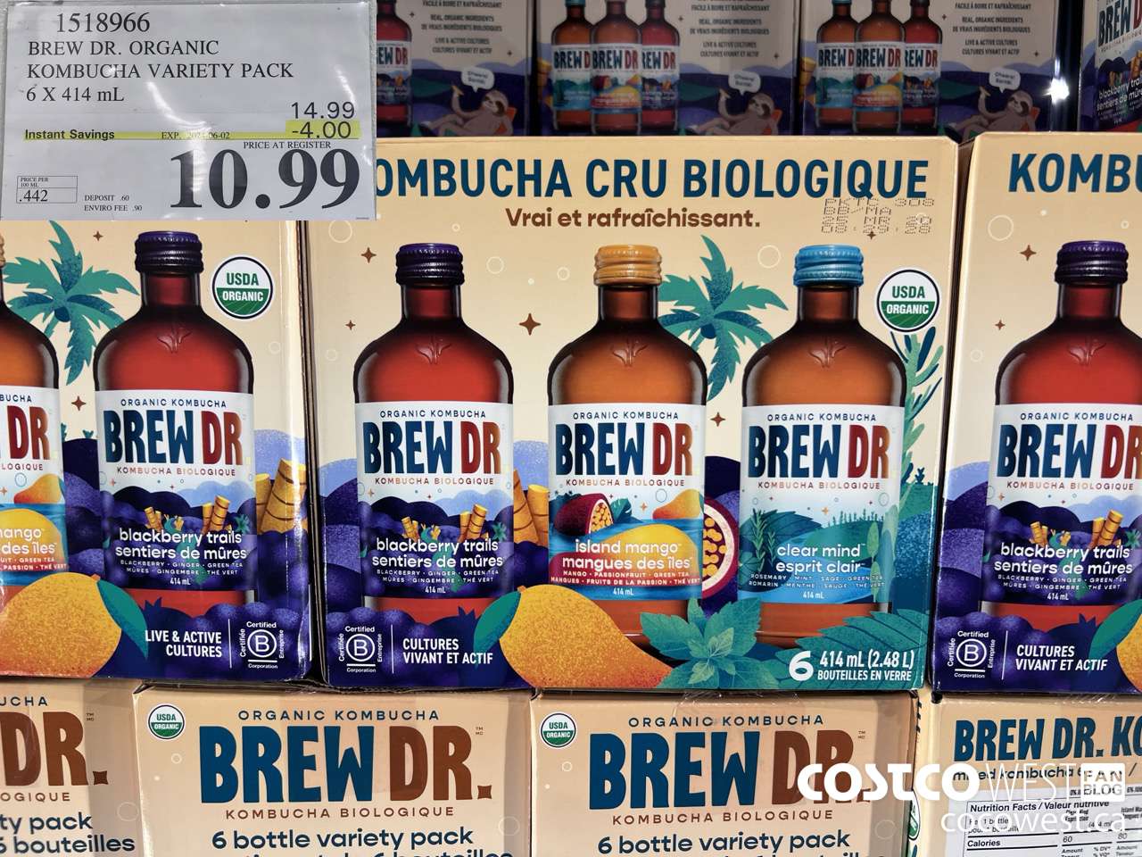 1518966 BREW DR. ORGANIC KOMBUCHA VARIETY PACK 6 X 414 mL ($4.00 INSTANT SAVINGS EXPIRES ON 2024-06-02) $10.99