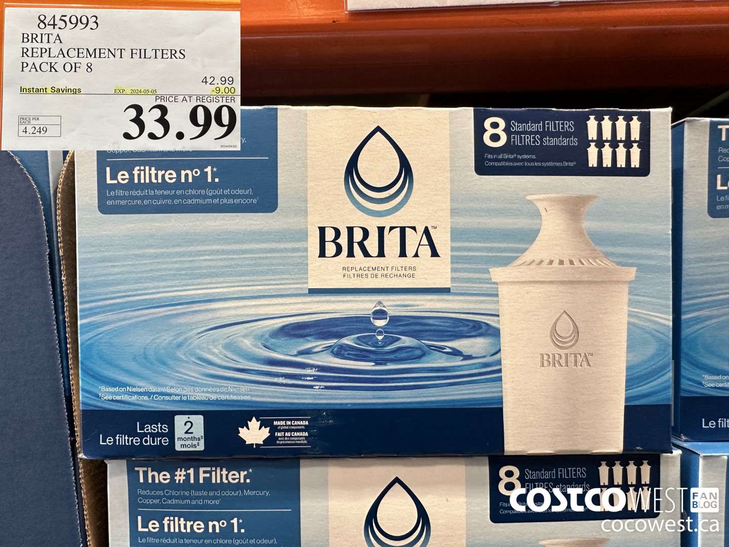 845993 BRITA REPLACEMENT FILTERS PACK OF 8 ($9.00 INSTANT SAVINGS EXPIRES ON 2024-05-05) $33.99