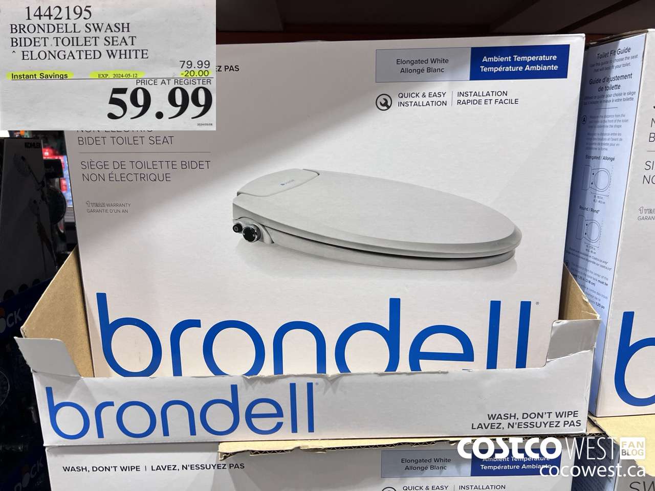 1442195 BRONDELL SWASH BIDET TOILET SEAT ELONGATED WHITE ($20.00 INSTANT SAVINGS EXPIRES ON 2024-05-12) $59.99