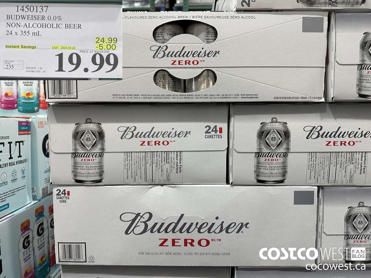 1450137 BUDWEISER 0.0% 24 x 355 mL ($5.00 INSTANT SAVINGS EXPIRES ON 2024-05-26) $19.99