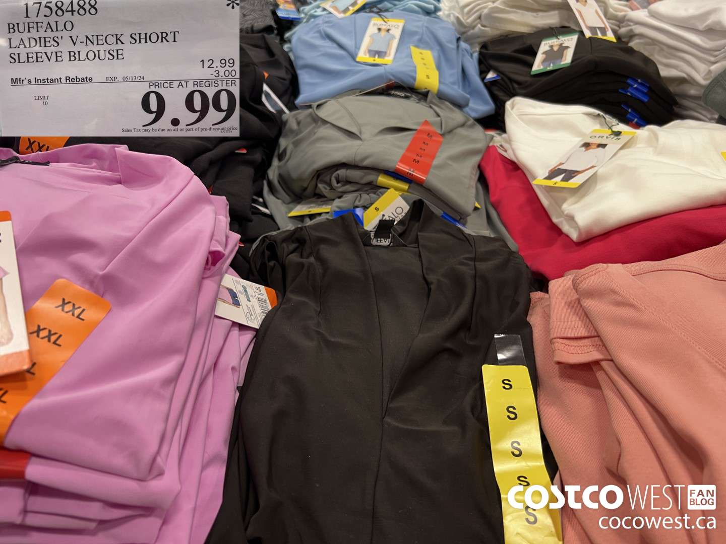 1758488 BUFFALO LADIES' V-NECK SHORT SLEEVE BLOUSE ($3.00 INSTANT SAVINGS EXPIRES ON 2024-05-13) $9.99