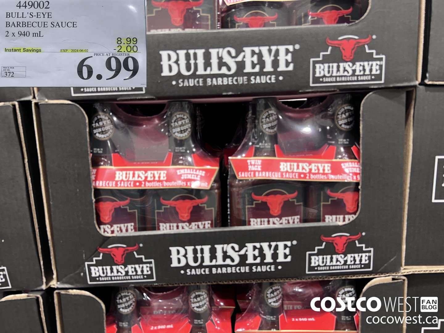 449002 BULLSEYE ORIGINAL BARBECUE SAUCE 2 X 940ML ($2.00 INSTANT SAVINGS EXPIRES ON 2024-06-02) $6.99