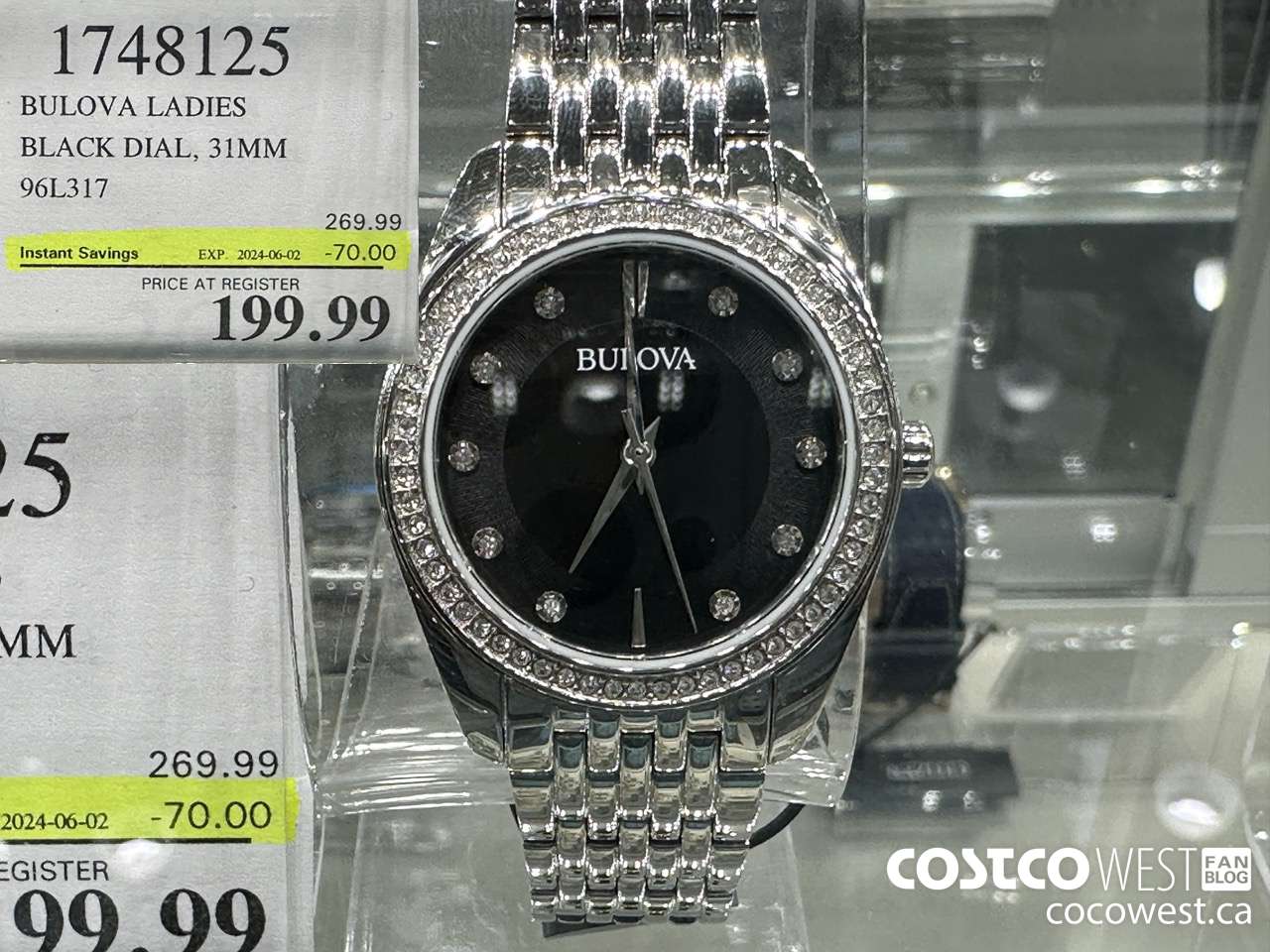 1748125 BULOVA LADIES BLACK DIAL, 31MM 96L317 ($70.00 INSTANT SAVINGS EXPIRES ON 2024-06-02) $199.99