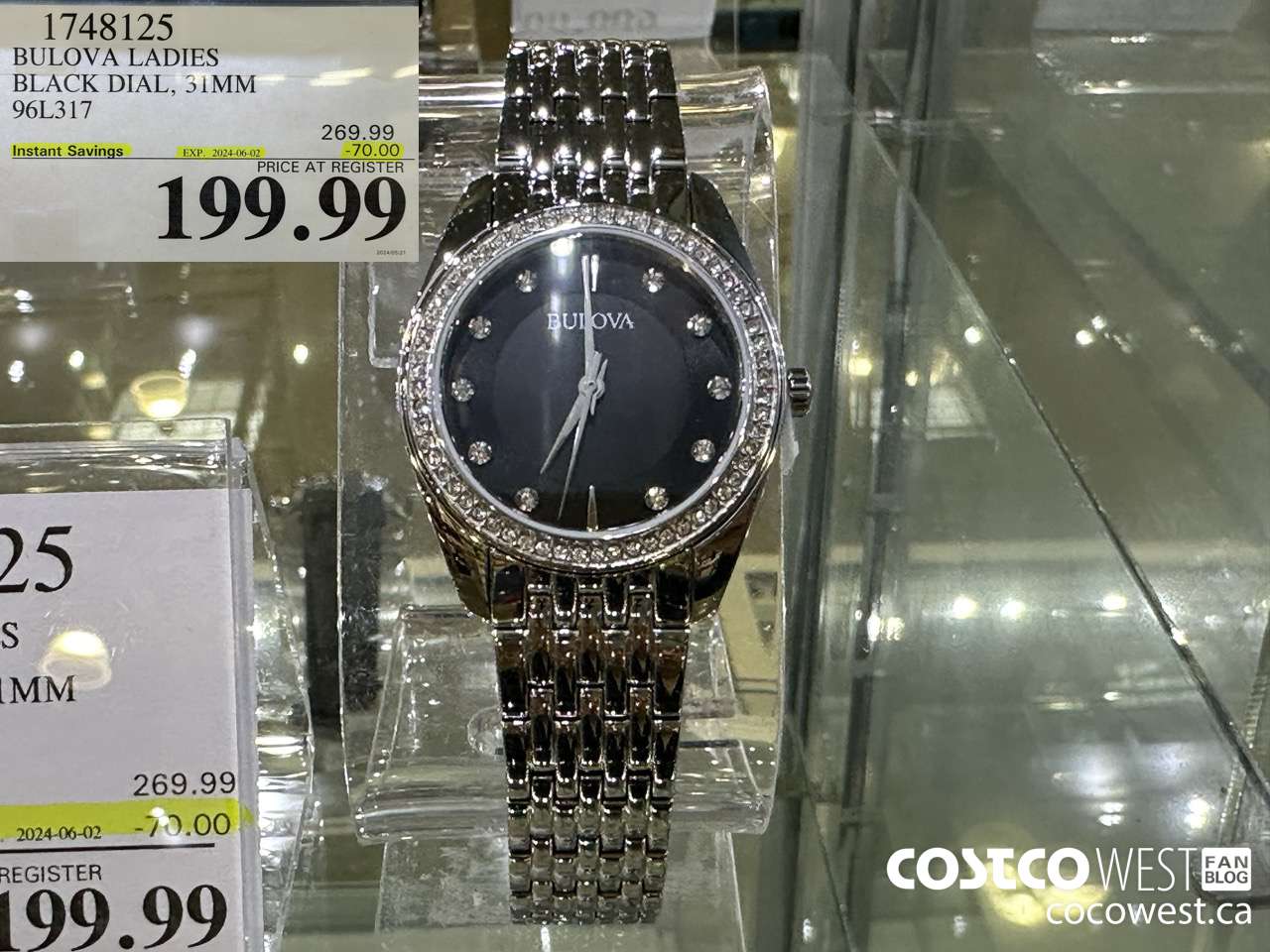 1748125 BULOVA LADIES BLACK DIAL, 31MM 96L317 ($70.00 INSTANT SAVINGS EXPIRES ON 2024-06-02) $199.99