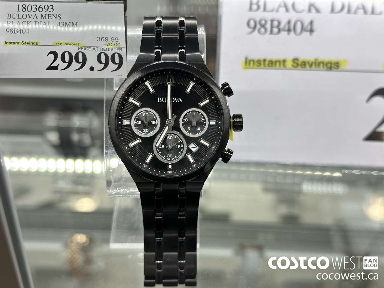 1803693 BULOVA MENS BLACK DIAL, 43MM 98B404 ($70.00 INSTANT SAVINGS EXPIRES ON 2024-06-02) $299.99