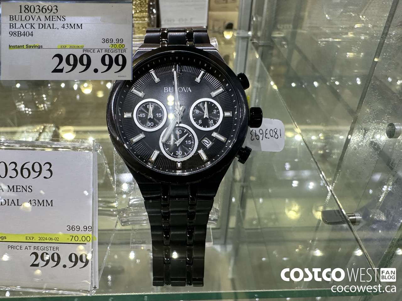 1803693 BULOVA MENS BLACK DIAL, 43MM 98B404 ($70.00 INSTANT SAVINGS EXPIRES ON 2024-06-02) $299.99