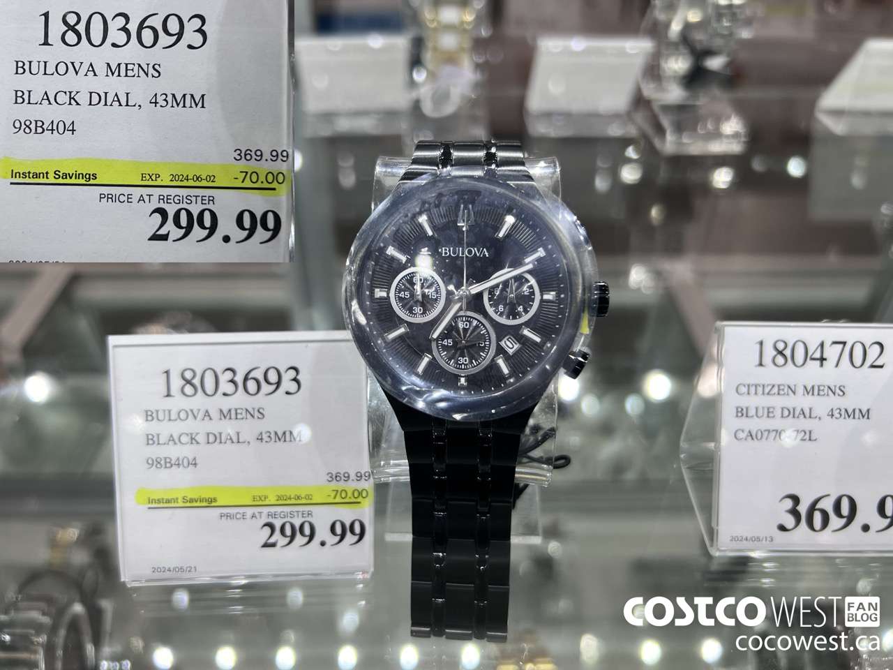 1803693 BULOVA MENS BLACK DIAL, 43MM 98B404 ($70.00 INSTANT SAVINGS EXPIRES ON 2024-06-02) $299.99