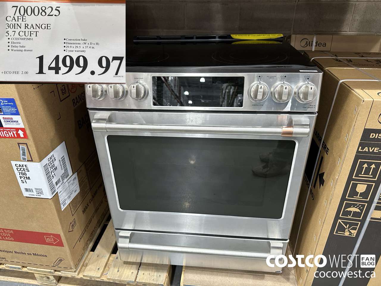 7000825 CAFE 30IN RANGE 5.7 CUFT $1499.97