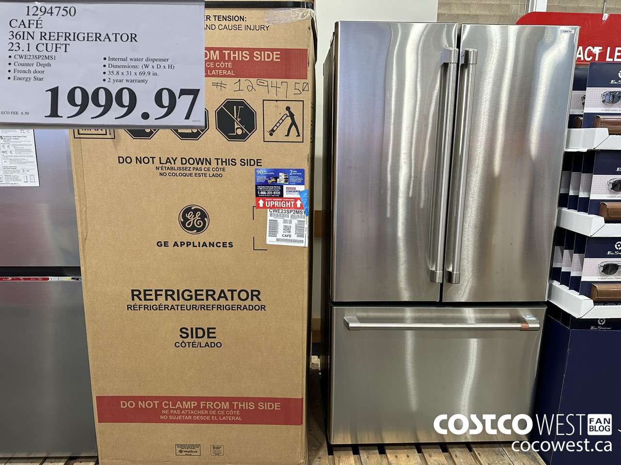 1294750 CAFE 36IN REFRIGERATOR 23.1 CUFT $1999.97
