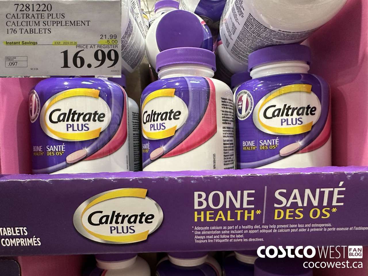 7281220 CALTRATE PLUS CALCIUM SUPPLEMENT 176 TABLETS ($5.00 INSTANT SAVINGS EXPIRES ON 2024-05-26) $16.99