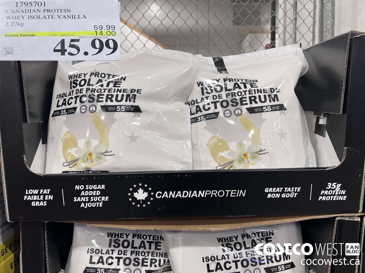 1795701 CANADIAN PROTEIN WHEY ISOLATE VANILLA 2.27KG ($14.00 INSTANT SAVINGS EXPIRES ON 2024-05-12) $45.99