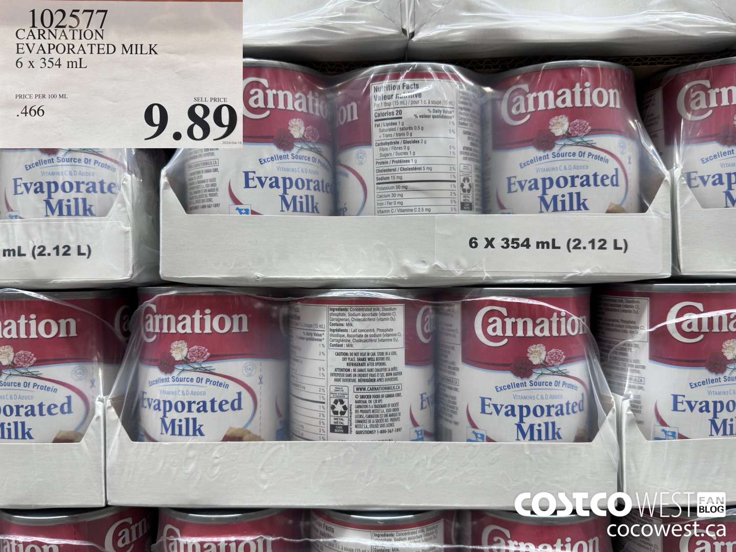 102577 CARNATION EVAPORATED MILK 6 X 342 ML $9.89