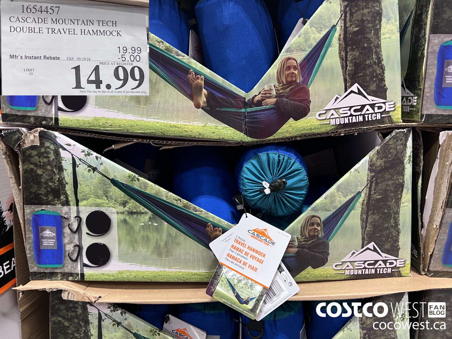 1654457 CASCADE MOUNTAIN TECH DOUBLE TRAVEL HAMMOCK ($5.00 INSTANT SAVINGS EXPIRES ON 2024-05-19) $14.99