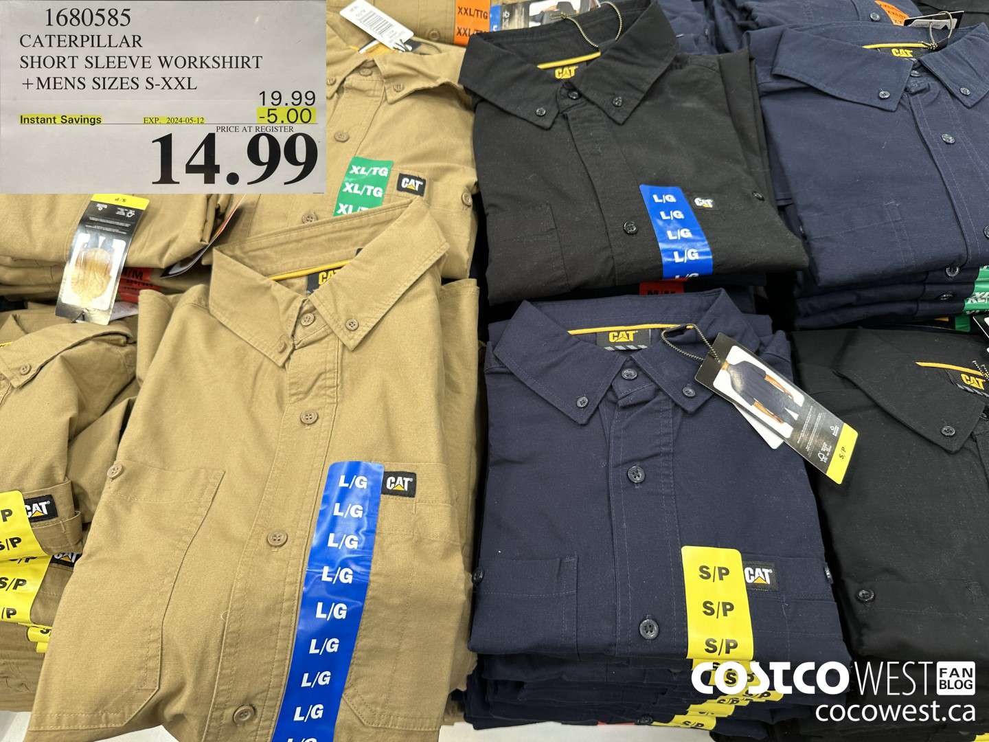 1680585 CATERPILLAR SHORT SLEEVE WORKSHIRT MENS SIZES S-XXL ($5.00 INSTANT SAVINGS EXPIRES ON 2024-05-12) $14.99