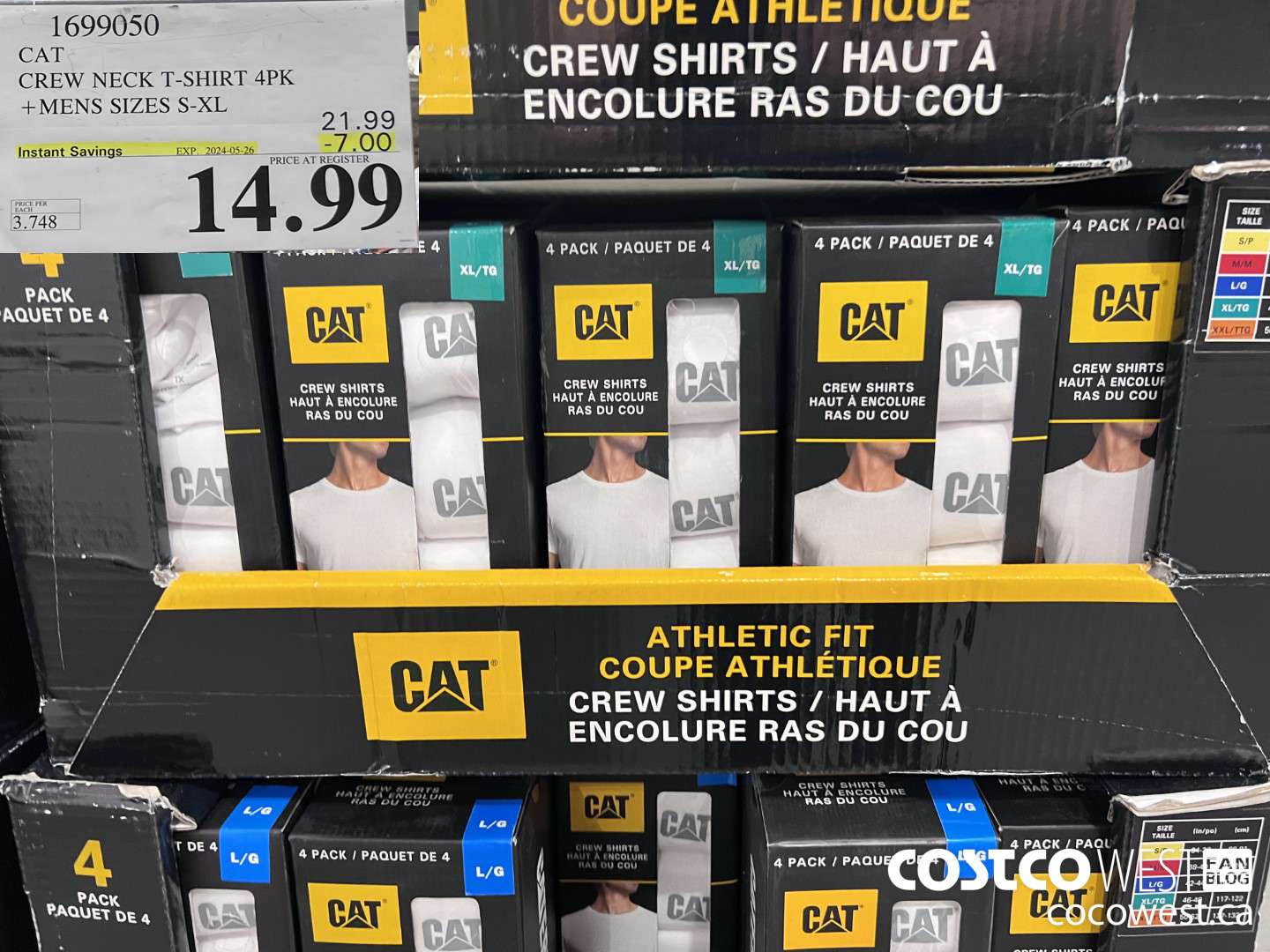 1699050 CAT CREW NECK T-SHIRT 4PK MENS SIZES S-XL ($7.00 INSTANT SAVINGS EXPIRES ON 2024-05-26) $14.99