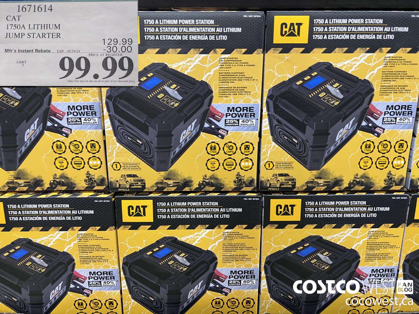 1671614 CAT LITHIUM JUMP STARTER 1750 A ($30.00 INSTANT SAVINGS EXPIRES ON 2024-05-19) $99.99