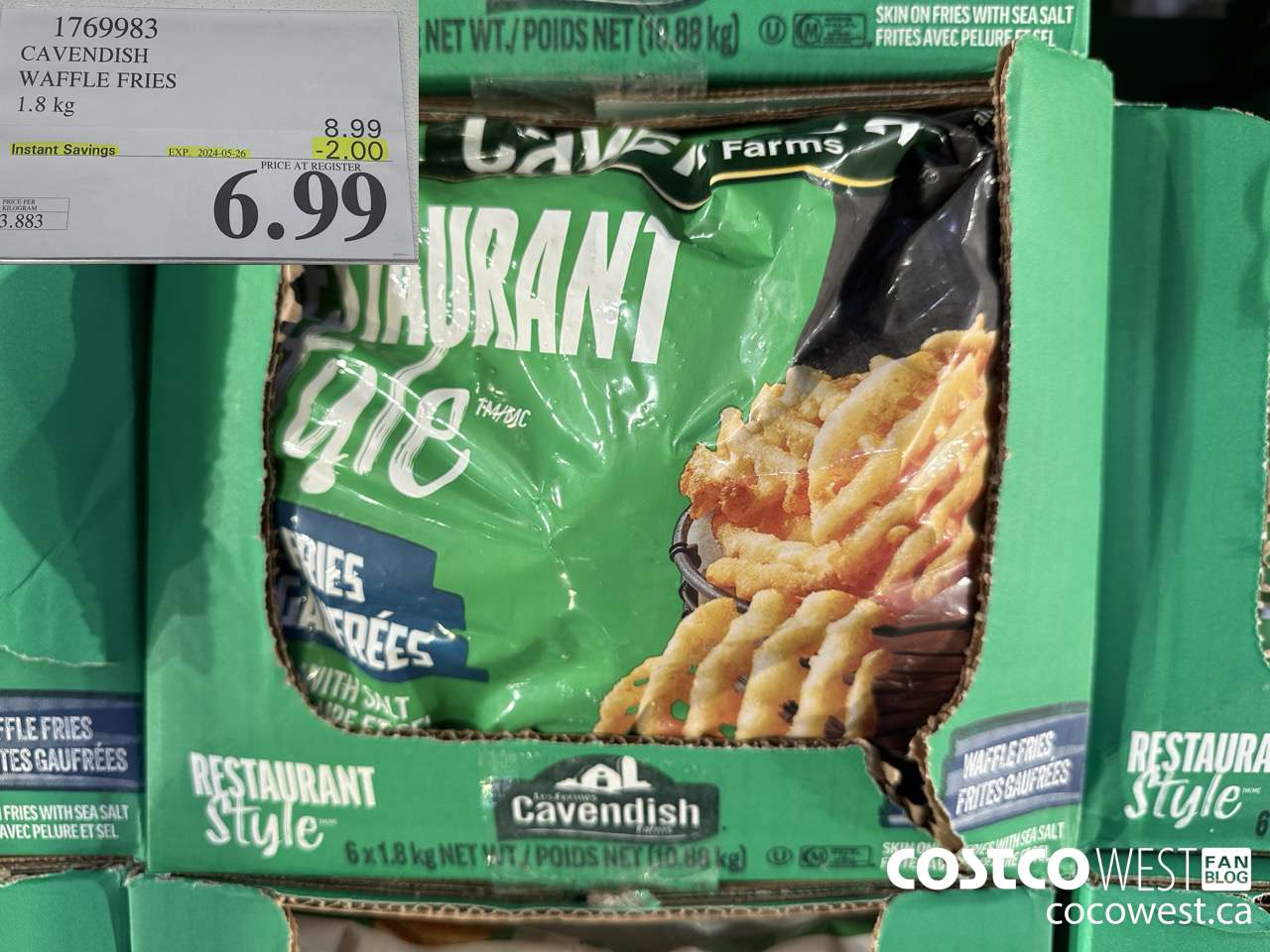 1769983 CAVENDISH WAFFLE FRIES 1.8 KG ($2.00 INSTANT SAVINGS EXPIRES ON 2024-05-26) $6.99