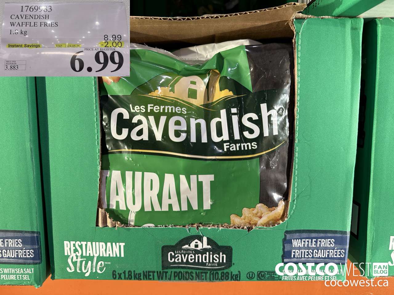 1769983 CAVENDISH WAFFLE FRIES 1.8 KG ($2.00 INSTANT SAVINGS EXPIRES ON 2024-05-26) $6.99