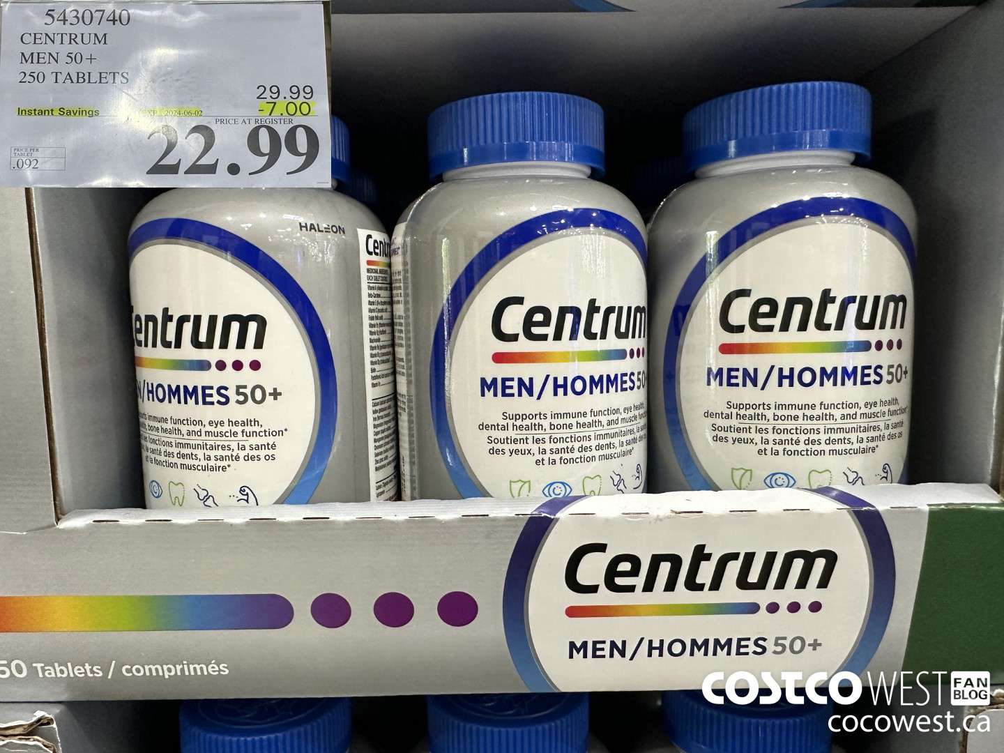 5430740 CENTRUM MEN/MEN 50+ 250 TABLETS ($7.00 INSTANT SAVINGS EXPIRES ON 2024-06-02) $22.99