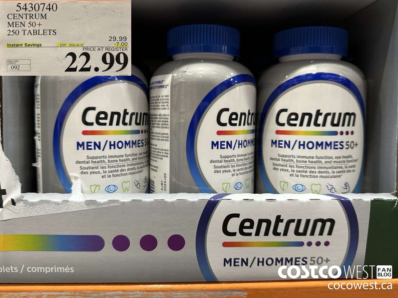 5430740 CENTRUM MEN/MEN 50+ 250 TABLETS ($7.00 INSTANT SAVINGS EXPIRES ON 2024-06-02) $22.99