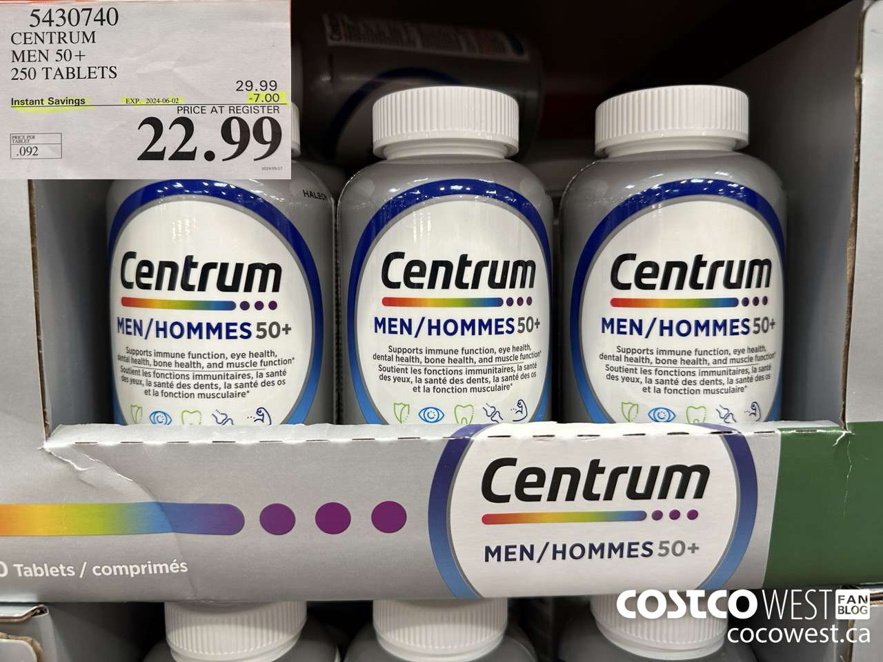 5430740 CENTRUM MEN/MEN 50+ 250 TABLETS ($7.00 INSTANT SAVINGS EXPIRES ON 2024-06-02) $22.99