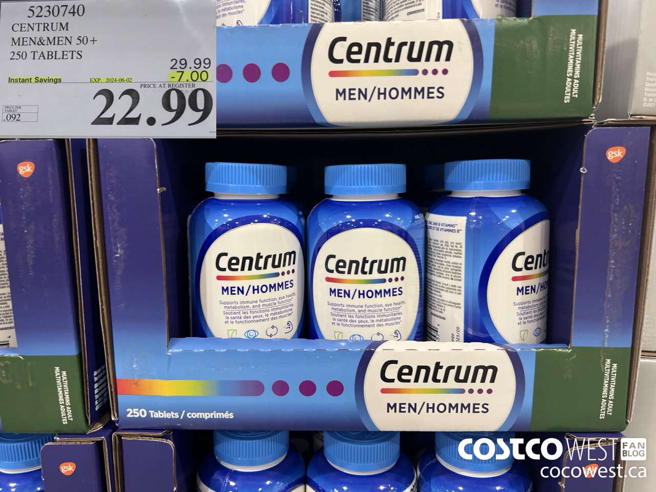 5230740 CENTRUM MEN 250 TABLETS ($7.00 INSTANT SAVINGS EXPIRES ON 2024-06-02) $22.99