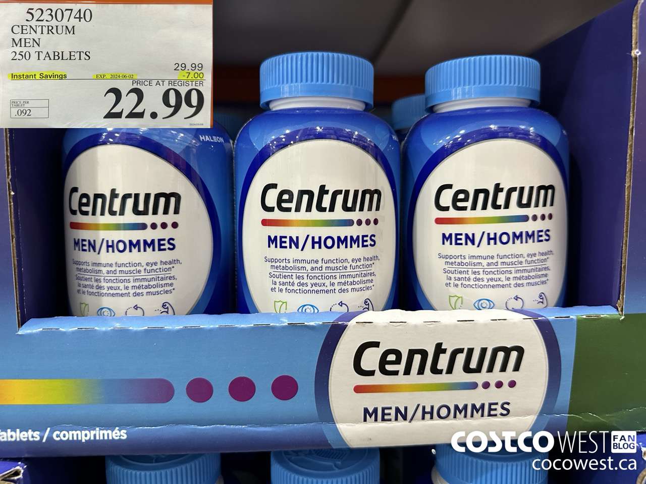 5230740 CENTRUM MEN 250 TABLETS ($7.00 INSTANT SAVINGS EXPIRES ON 2024-06-02) $22.99