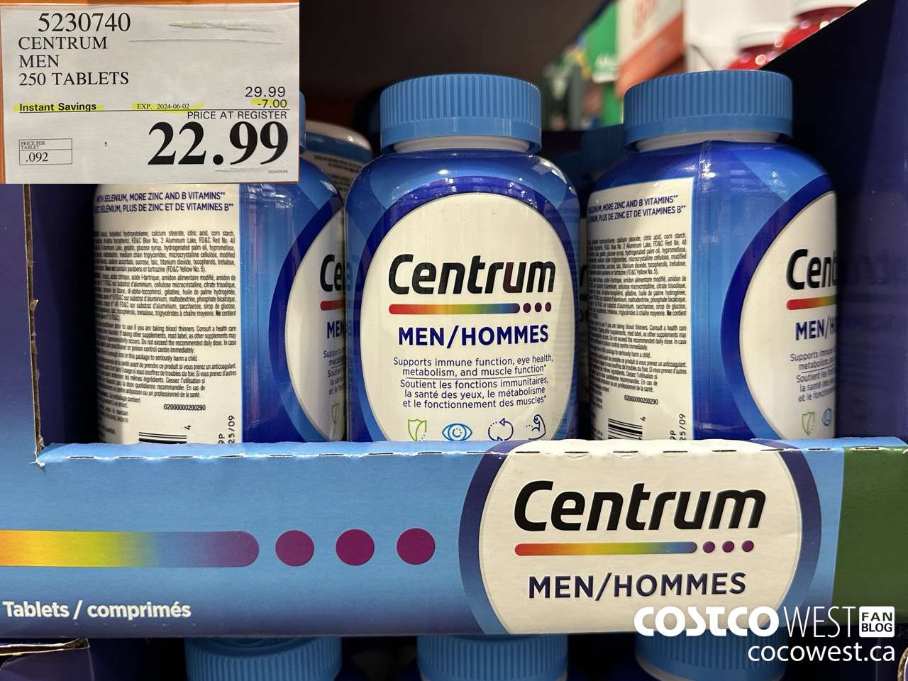 5230740 CENTRUM MEN 250 TABLETS ($7.00 INSTANT SAVINGS EXPIRES ON 2024-06-02) $22.99