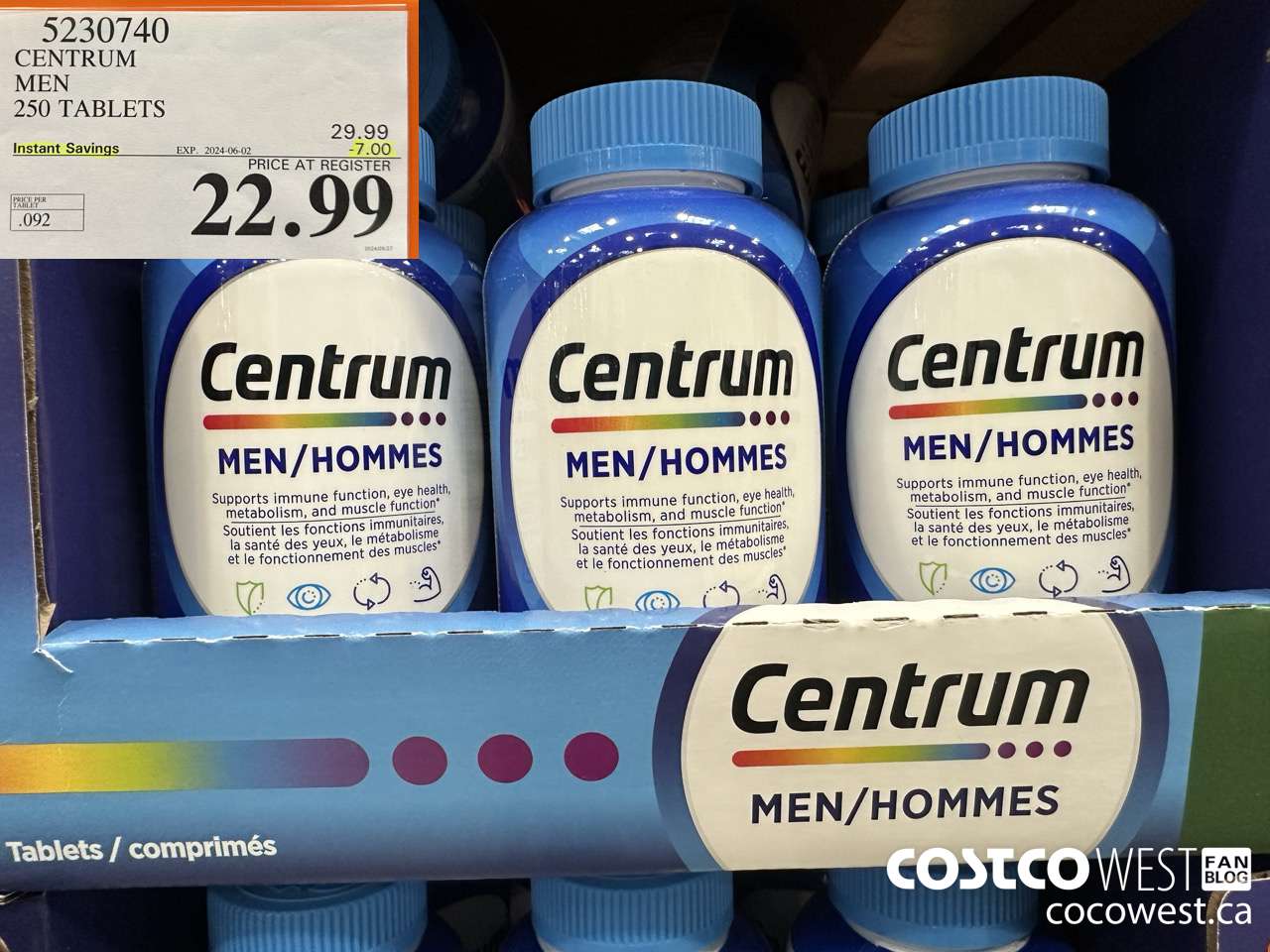 5230740 CENTRUM MEN 250 TABLETS ($7.00 INSTANT SAVINGS EXPIRES ON 2024-06-02) $22.99