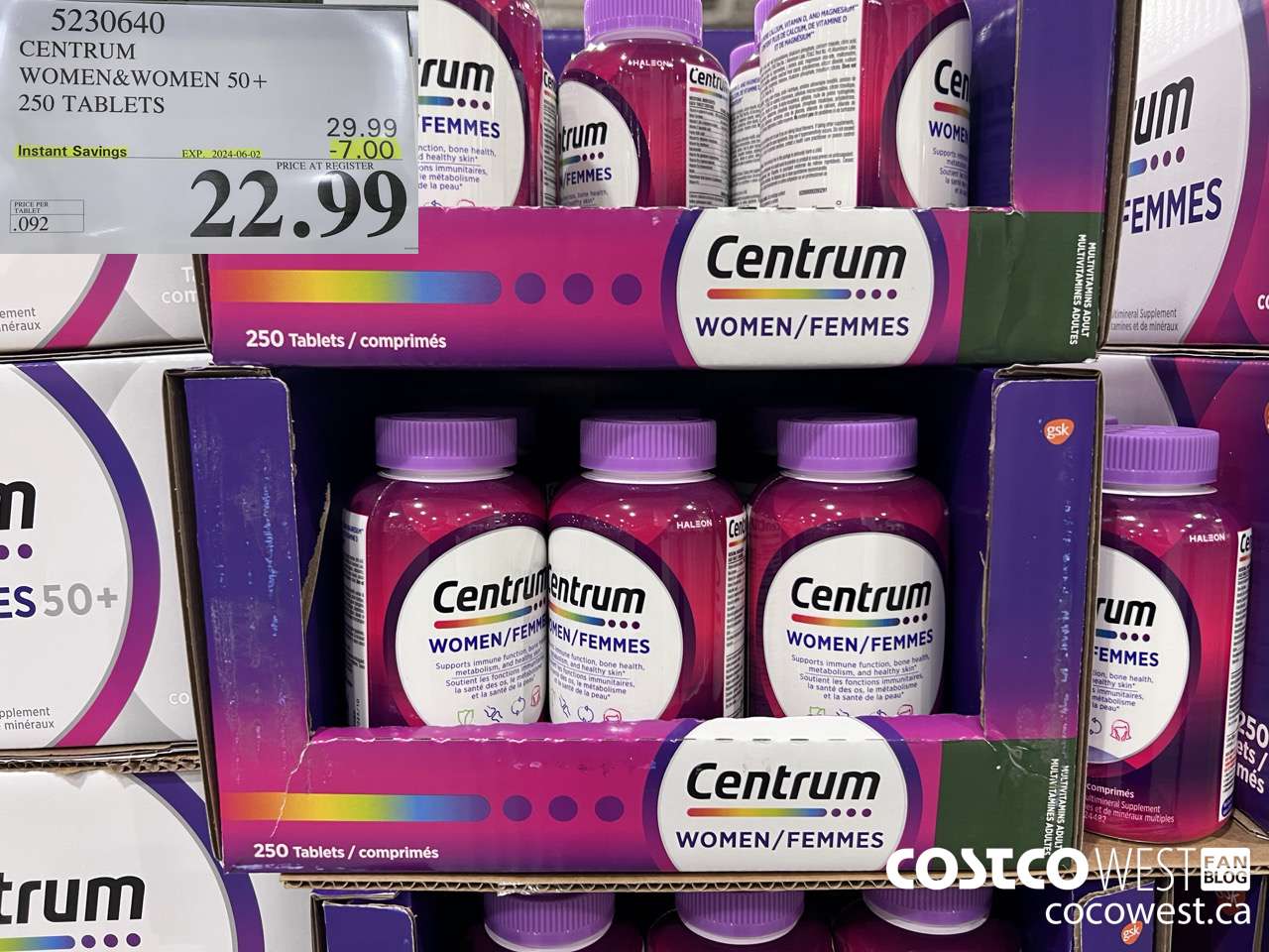 5230640 CENTRUM WOMEN 250 TABLETS ($7.00 INSTANT SAVINGS EXPIRES ON 2024-06-02) $22.99