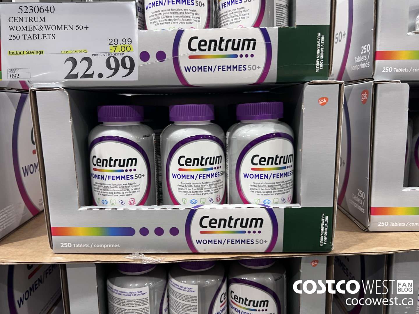 5230640 CENTRUM WOMEN 250 TABLETS ($7.00 INSTANT SAVINGS EXPIRES ON 2024-06-02) $22.99