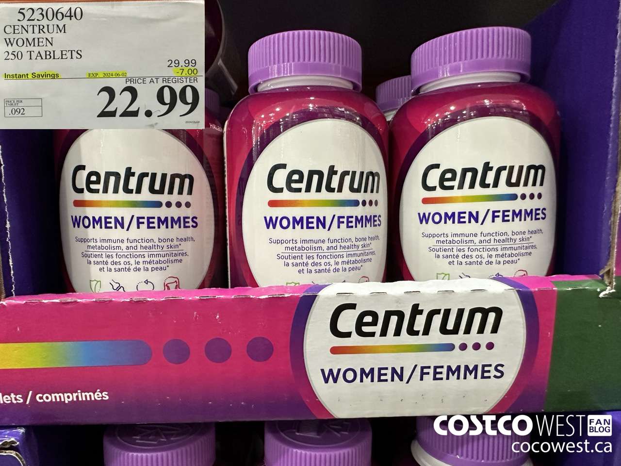 5230640 CENTRUM WOMEN 250 TABLETS ($7.00 INSTANT SAVINGS EXPIRES ON 2024-06-02) $22.99