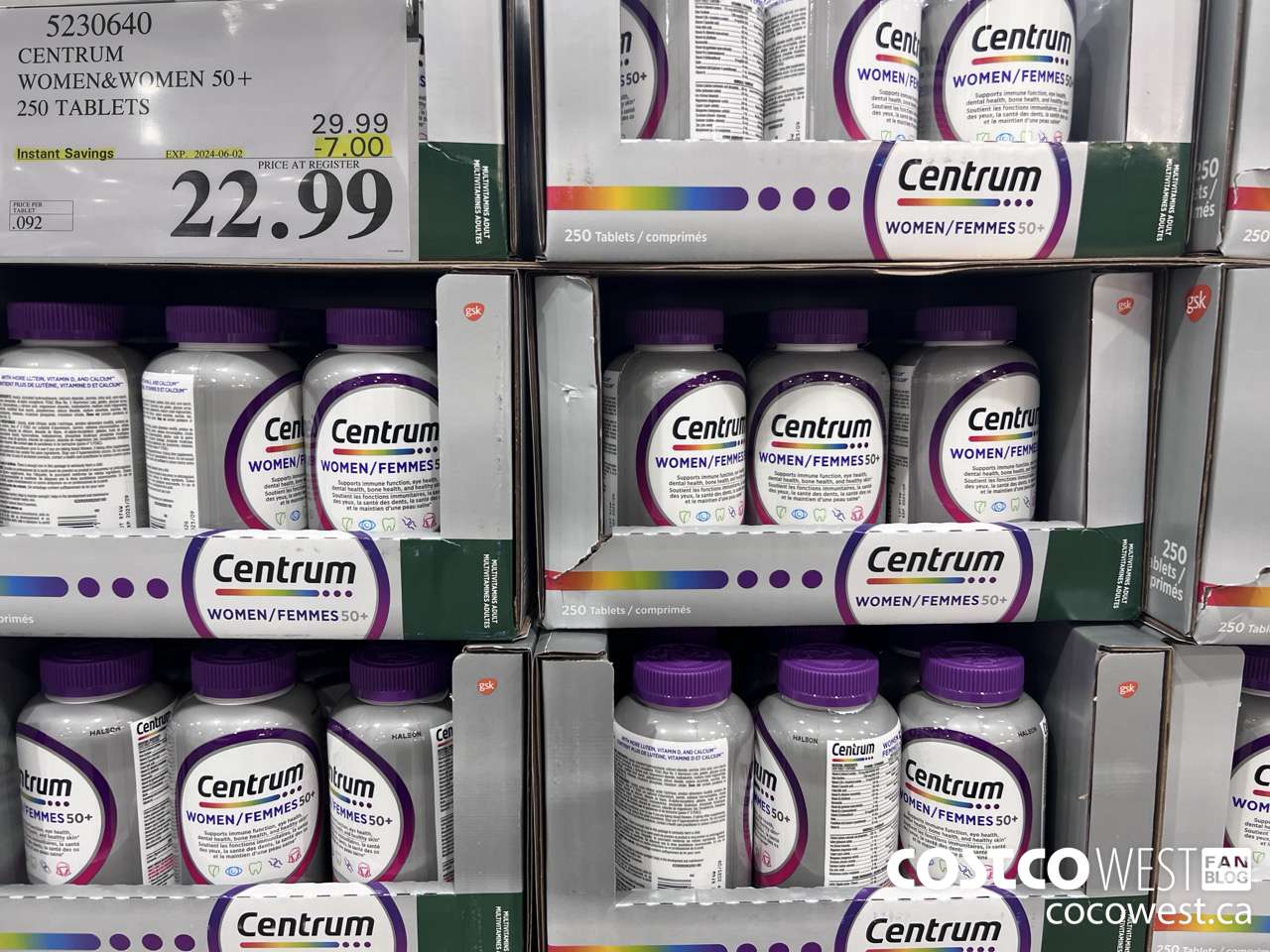 5230640 CENTRUM WOMEN 250 TABLETS ($7.00 INSTANT SAVINGS EXPIRES ON 2024-06-02) $22.99