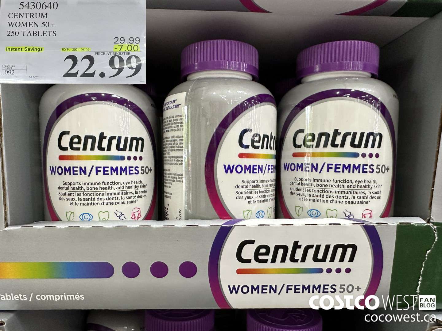 5430640 CENTRUM WOMEN 50+ 250 TABLET ($7.00 INSTANT SAVINGS EXPIRES ON 2024-06-02) $22.99