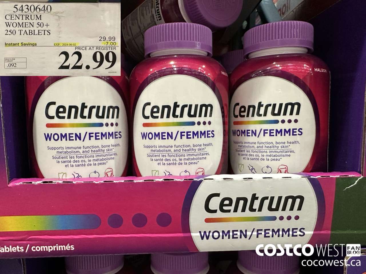 5430640 CENTRUM WOMEN 50+ 250 TABLET ($7.00 INSTANT SAVINGS EXPIRES ON 2024-06-02) $22.99