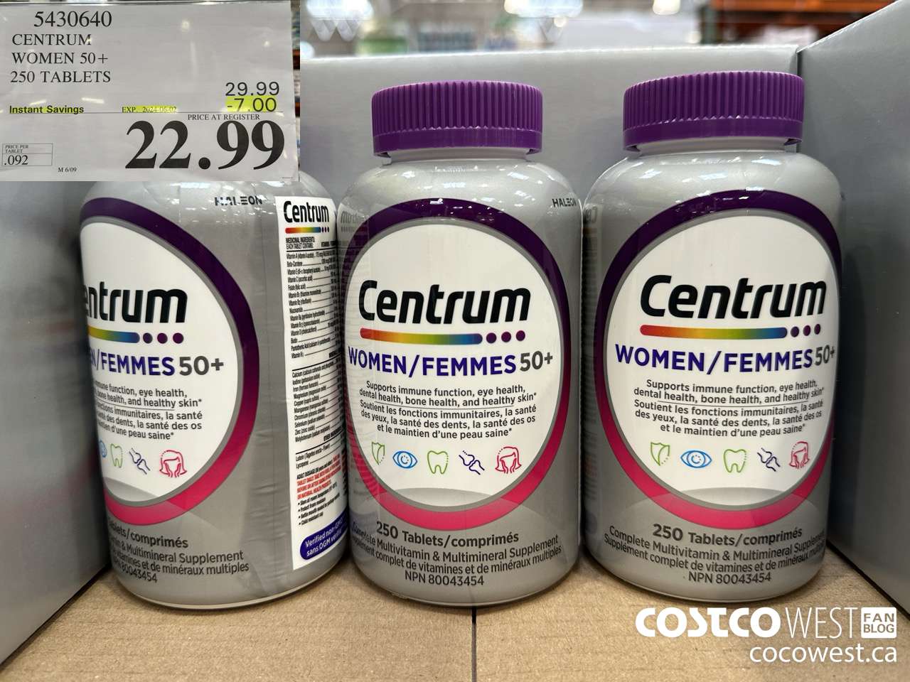 5430640 CENTRUM WOMEN 50+ 250 TABLET ($7.00 INSTANT SAVINGS EXPIRES ON 2024-06-02) $22.99