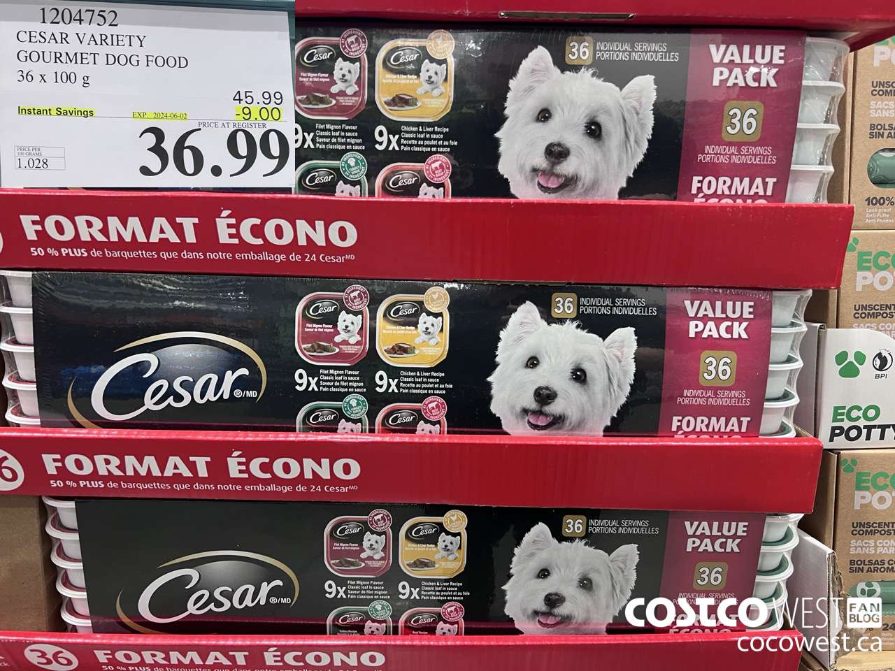 1204752 CESAR VARIETY GOURMET DOG FOOD 36 x 100 g ($9.00 INSTANT SAVINGS EXPIRES ON 2024-06-02) $36.99