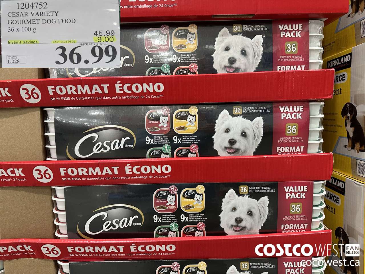 1204752 CESAR VARIETY  GOURMET DOG FOOD 36 x 100 g ($9.00 INSTANT SAVINGS EXPIRES ON 2024-06-02) $36.99
