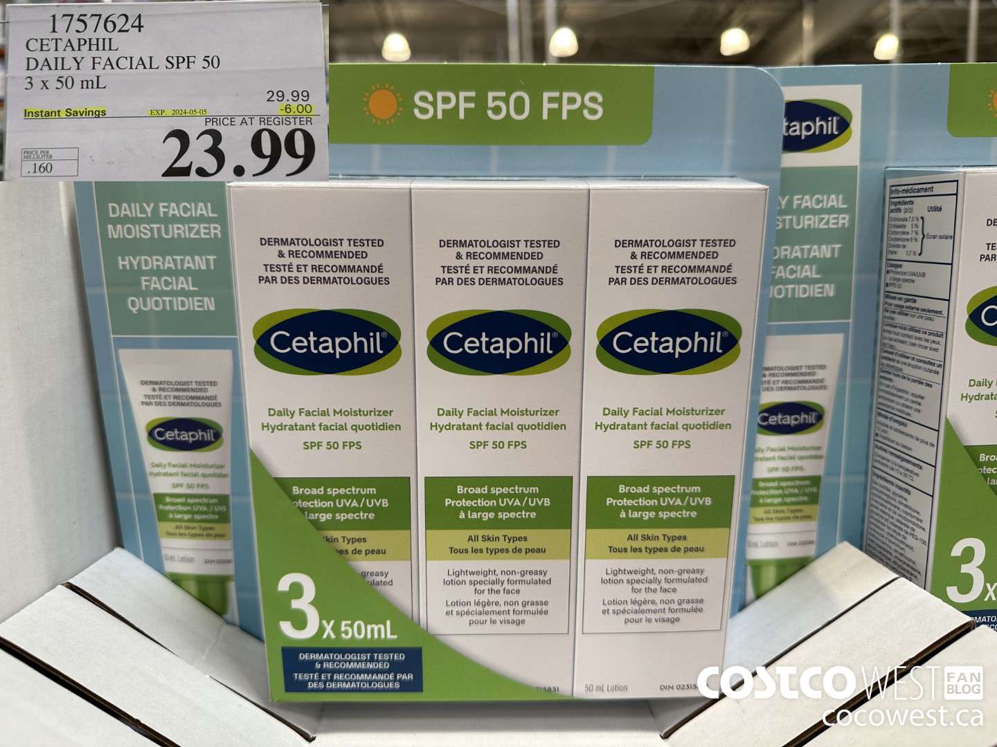 1757624 CETAPHIL DAILY FACIAL SPF 50 3 X 50ML ($6.00 INSTANT SAVINGS EXPIRES ON 2024-05-05) $23.99