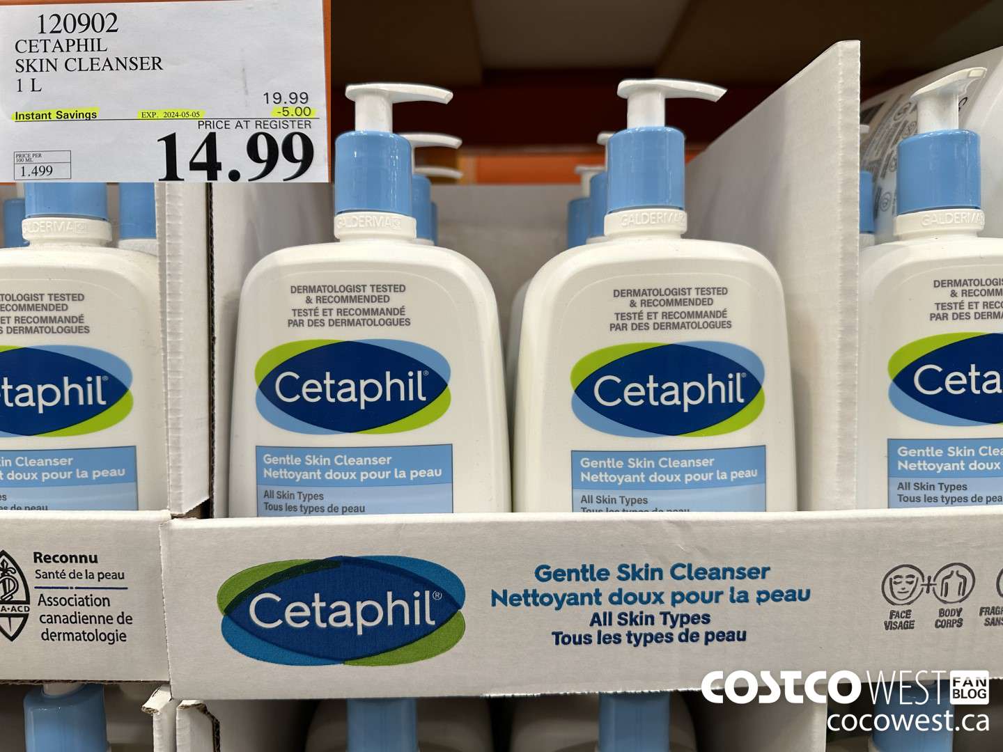 120902 CETAPHIL SKIN CLEANSER 1L ($5.00 INSTANT SAVINGS EXPIRES ON 2024-05-05) $14.99