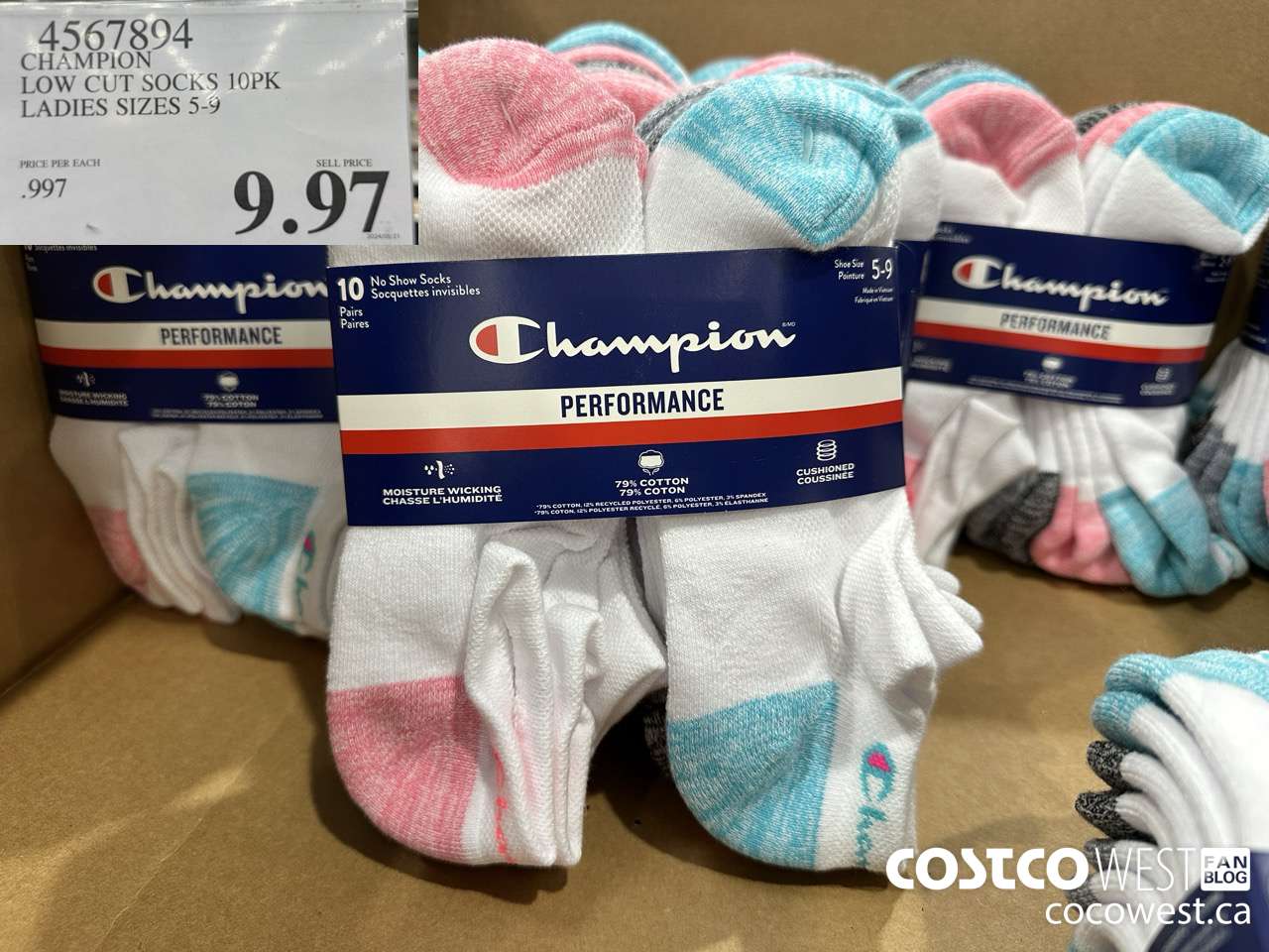 4567894 CHAMPION LOW CUT SOCKS 10PK LADIES SIZES 5-9 $9.97