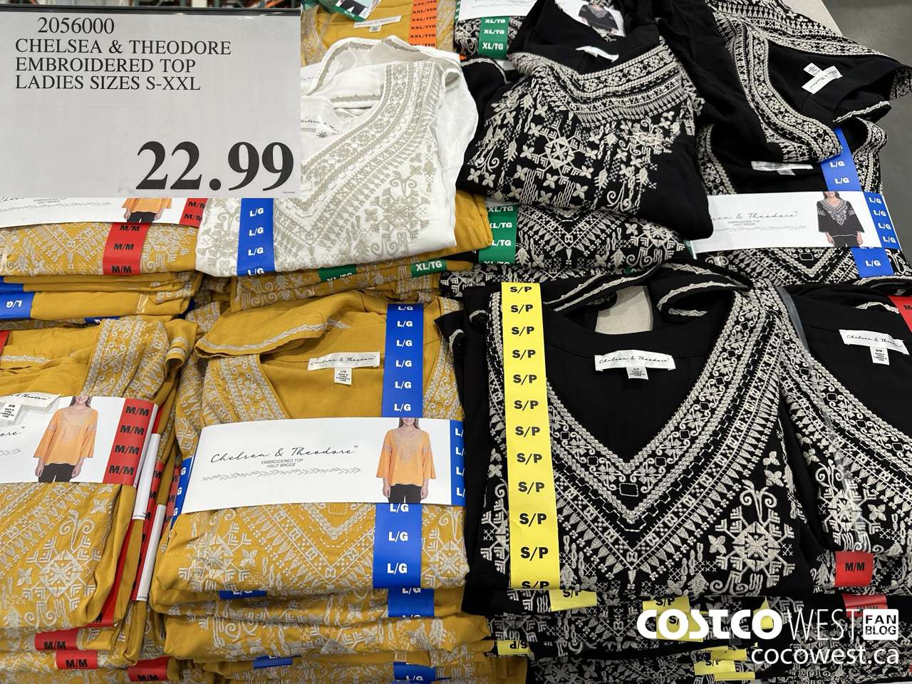 2056000 CHELSEA & THEODORE EMBROIDERED TOP LADIES SIZES S-XXL $22.99
