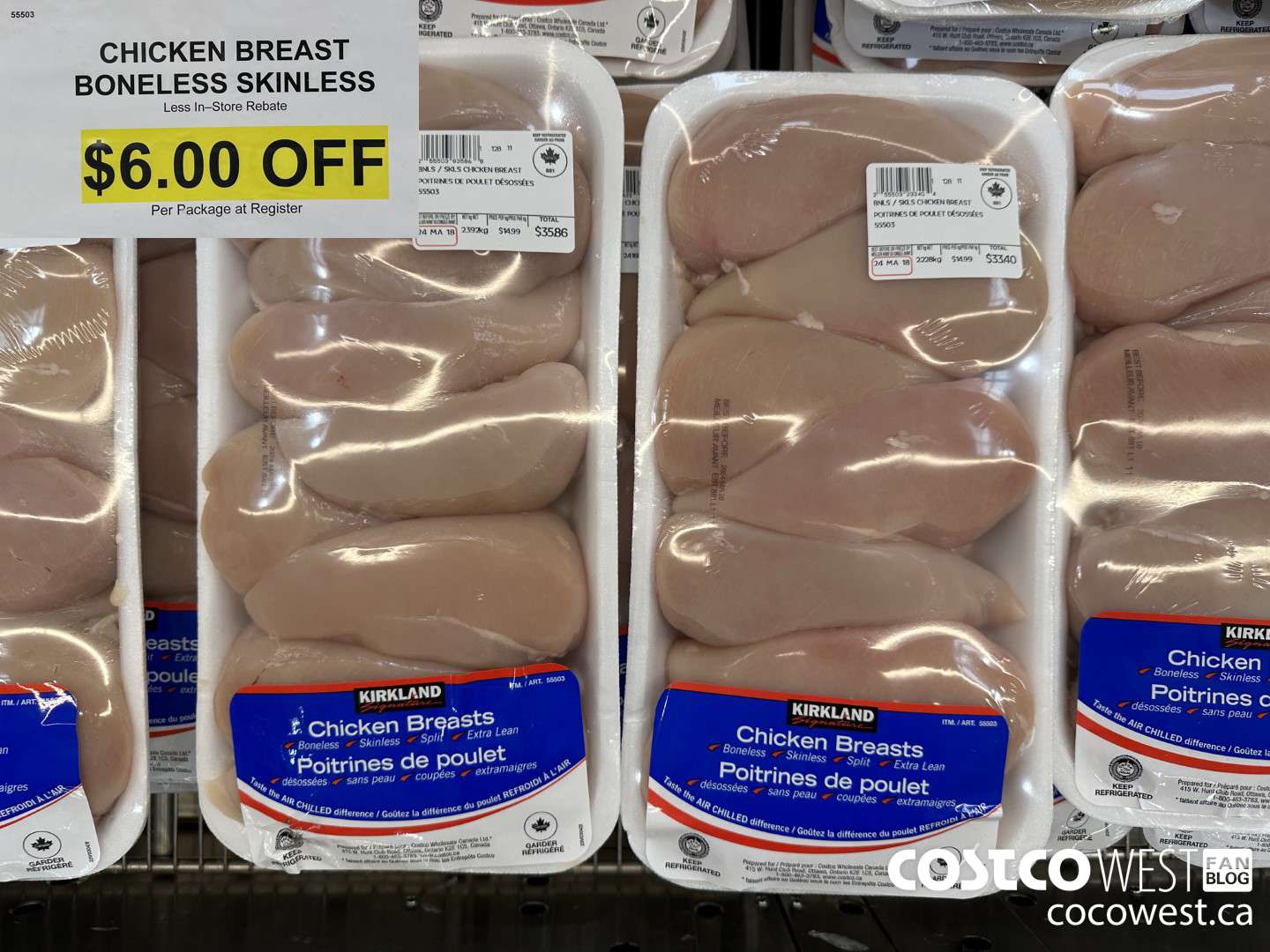 55503 CHICKEN BREASTS BONELESS SKINLESS ($6.00 INSTANT SAVINGS)