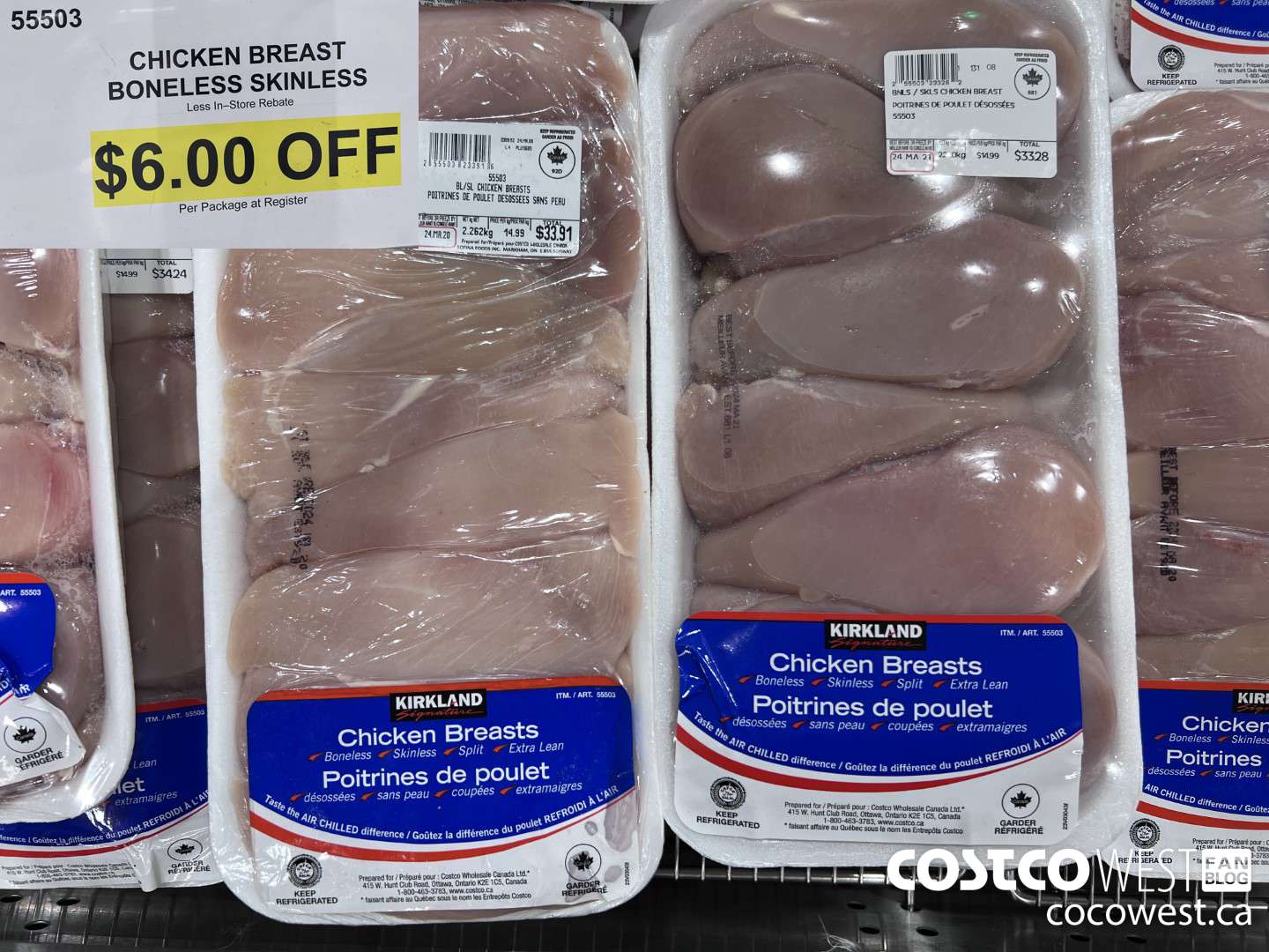55503 CHICKEN BREASTS BONELESS SKINLESS ($6.00 INSTANT SAVINGS)