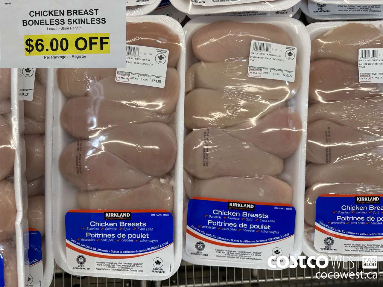 55503 CHICKEN BREASTS BONELESS SKINLESS ($6.00 INSTANT SAVINGS)